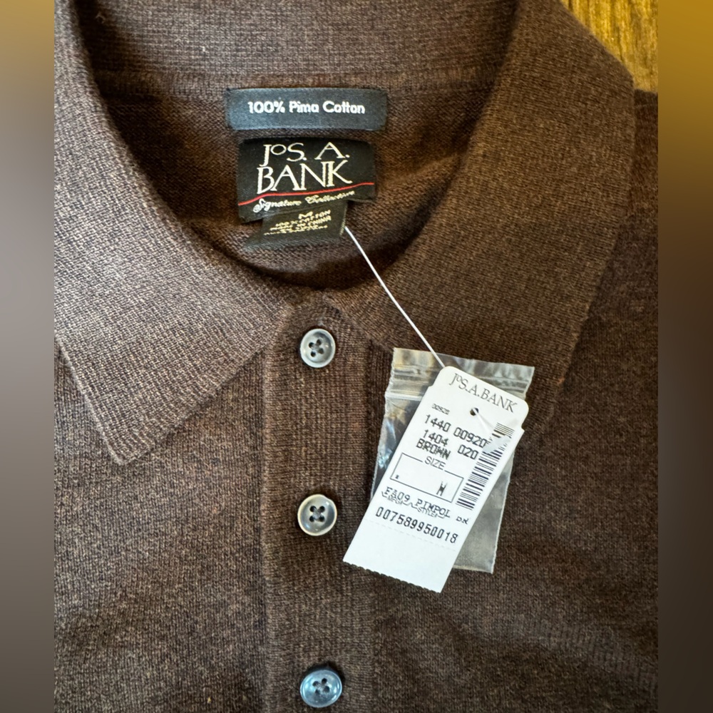 Jos. A Bank men's Pima cotton polo sweater. NWT.